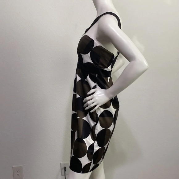 Banana Republic NWOT Black & Brown Polka Dot Halter Empire Satin Dress Size 4 - Picture 7 of 8